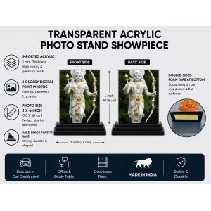 Rama Acrylic Car Dashboard Showpiece | Double-Sided Rama Photo Stand | 3 X 4 Inch Photo | Transparent Acrylic Frame With Black Base | Car Dashboard, Office & Table Decor (F71859) Rama Acrylic Car Dashboard Showpiece | Double-Sided Rama Photo Stand | 3 X 4 Inch Photo | Transparent Acrylic Frame With Black Base | Car Dashboard, Office & Table Decor (F71859)