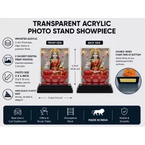 Lakshmi Acrylic Car Dashboard Showpiece | Double-Sided Lakshmi Photo Stand | 3 X 4 Inch Photo | Transparent Acrylic Frame With Black Base | Car Dashboard, Office & Table Decor (F71889) Lakshmi Acrylic Car Dashboard Showpiece | Double-Sided Lakshmi Photo Stand | 3 X 4 Inch Photo | Transparent Acrylic Frame With Black Base | Car Dashboard, Office & Table Decor (F71889)