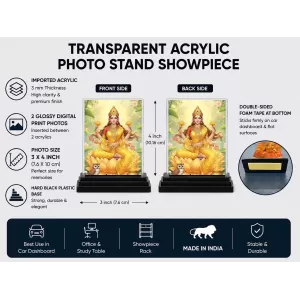 Lakshmi Acrylic Car Dashboard Showpiece | Double-Sided Lakshmi Photo Stand | 3 X 4 Inch Photo | Transparent Acrylic Frame With Black Base | Car Dashboard, Office & Table Decor (F71892) Lakshmi Acrylic Car Dashboard Showpiece | Double-Sided Lakshmi Photo Stand | 3 X 4 Inch Photo | Transparent Acrylic Frame With Black Base | Car Dashboard, Office & Table Decor (F71892)