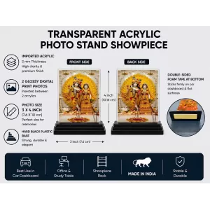 Radha Krishna Acrylic Car Dashboard Showpiece | Double-Sided Radha Krishna Photo Stand | 3 X 4 Inch Photo | Transparent Acrylic Frame With Black Base | Car Dashboard, Office & Table Decor (F71904) Radha Krishna Acrylic Car Dashboard Showpiece | Double-Sided Radha Krishna Photo Stand | 3 X 4 Inch Photo | Transparent Acrylic Frame With Black Base | Car Dashboard, Office & Table Decor (F71904)