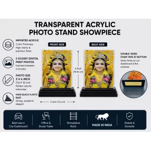 Radha Krishna Acrylic Car Dashboard Showpiece | Double-Sided Radha Krishna Photo Stand | 3 X 4 Inch Photo | Transparent Acrylic Frame With Black Base | Car Dashboard, Office & Table Decor (F71909) Radha Krishna Acrylic Car Dashboard Showpiece | Double-Sided Radha Krishna Photo Stand | 3 X 4 Inch Photo | Transparent Acrylic Frame With Black Base | Car Dashboard, Office & Table Decor (F71909)