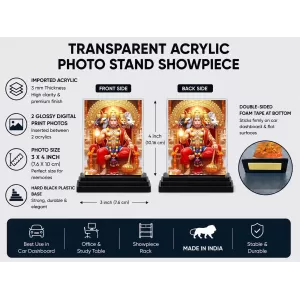 Hanuman Acrylic Car Dashboard Showpiece | Double-Sided Hanuman Photo Stand | 3 X 4 Inch Photo | Transparent Acrylic Frame With Black Base | Car Dashboard, Office & Table Decor (F72042) Hanuman Acrylic Car Dashboard Showpiece | Double-Sided Hanuman Photo Stand | 3 X 4 Inch Photo | Transparent Acrylic Frame With Black Base | Car Dashboard, Office & Table Decor (F72042)