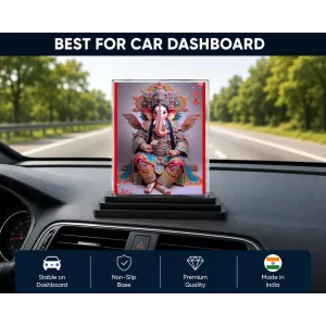 Lord Ganesha Acrylic Car Dashboard Showpiece | Double-Sided Lord Ganesha Photo Stand | 3 X 4 Inch Photo | Transparent Acrylic Frame With Black Base | Car Dashboard, Office & Table Decor (F70979) Lord Ganesha Acrylic Car Dashboard Showpiece | Double-Sided Lord Ganesha Photo Stand | 3 X 4 Inch Photo | Transparent Acrylic Frame With Black Base | Car Dashboard, Office & Table Decor (F70979)