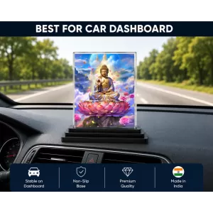 Gautama Buddha Acrylic Car Dashboard Showpiece | Double-Sided Gautama Buddha Photo Stand | 3 X 4 Inch Photo | Transparent Acrylic Frame With Black Base | Car Dashboard, Office & Table Decor (F70985) Gautama Buddha Acrylic Car Dashboard Showpiece | Double-Sided Gautama Buddha Photo Stand | 3 X 4 Inch Photo | Transparent Acrylic Frame With Black Base | Car Dashboard, Office & Table Decor (F70985)