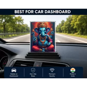 Ganesha Acrylic Car Dashboard Showpiece | Double-Sided Ganesha Photo Stand | 3 X 4 Inch Photo | Transparent Acrylic Frame With Black Base | Car Dashboard, Office & Table Decor (F71033) Ganesha Acrylic Car Dashboard Showpiece | Double-Sided Ganesha Photo Stand | 3 X 4 Inch Photo | Transparent Acrylic Frame With Black Base | Car Dashboard, Office & Table Decor (F71033)