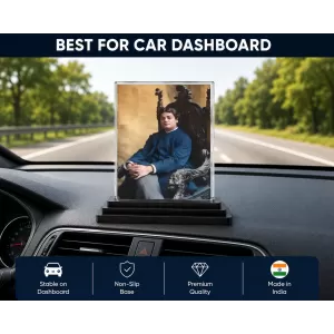 Shree Vivekananda Acrylic Car Dashboard Showpiece | Double-Sided Shree Vivekananda Photo Stand | 3 X 4 Inch Photo | Transparent Acrylic Frame With Black Base | Car Dashboard, Office & Table Decor (F71052) Shree Vivekananda Acrylic Car Dashboard Showpiece | Double-Sided Shree Vivekananda Photo Stand | 3 X 4 Inch Photo | Transparent Acrylic Frame With Black Base | Car Dashboard, Office & Table Decor (F71052)