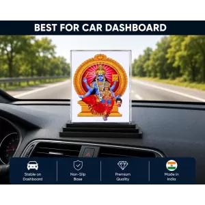 Goddess Kali Acrylic Car Dashboard Showpiece | Double-Sided Goddess Kali Photo Stand | 3 X 4 Inch Photo | Transparent Acrylic Frame With Black Base | Car Dashboard, Office & Table Decor (F71055)
