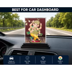 Lord Ganesha Acrylic Car Dashboard Showpiece | Double-Sided Lord Ganesha Photo Stand | 3 X 4 Inch Photo | Transparent Acrylic Frame With Black Base | Car Dashboard, Office & Table Decor (F71063) Lord Ganesha Acrylic Car Dashboard Showpiece | Double-Sided Lord Ganesha Photo Stand | 3 X 4 Inch Photo | Transparent Acrylic Frame With Black Base | Car Dashboard, Office & Table Decor (F71063)