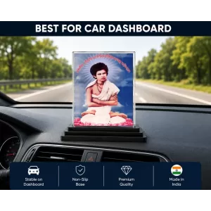 Hari Purush Jagadbandhu Acrylic Car Dashboard Showpiece | Double-Sided Hari Purush Jagadbandhu Photo Stand | 3 X 4 Inch Photo | Transparent Acrylic Frame With Black Base | Car Dashboard, Office & Table Decor (F71091)