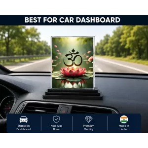 Om Acrylic Car Dashboard Showpiece | Double-Sided Om Photo Stand | 3 X 4 Inch Photo | Transparent Acrylic Frame With Black Base | Car Dashboard, Office & Table Decor (F71100) Om Acrylic Car Dashboard Showpiece | Double-Sided Om Photo Stand | 3 X 4 Inch Photo | Transparent Acrylic Frame With Black Base | Car Dashboard, Office & Table Decor (F71100)