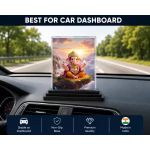 Ganesha Acrylic Car Dashboard Showpiece | Double-Sided Ganesha Photo Stand | 3 X 4 Inch Photo | Transparent Acrylic Frame With Black Base | Car Dashboard, Office & Table Decor (F71105) Ganesha Acrylic Car Dashboard Showpiece | Double-Sided Ganesha Photo Stand | 3 X 4 Inch Photo | Transparent Acrylic Frame With Black Base | Car Dashboard, Office & Table Decor (F71105)