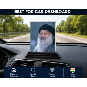 Osho Acrylic Car Dashboard Showpiece | Double-Sided Osho Photo Stand | 3 X 4 Inch Photo | Transparent Acrylic Frame With Black Base | Car Dashboard, Office & Table Decor (F71121)