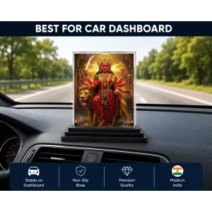 Durga Acrylic Car Dashboard Showpiece | Double-Sided Durga Photo Stand | 3 X 4 Inch Photo | Transparent Acrylic Frame With Black Base | Car Dashboard, Office & Table Decor (F71304) Durga Acrylic Car Dashboard Showpiece | Double-Sided Durga Photo Stand | 3 X 4 Inch Photo | Transparent Acrylic Frame With Black Base | Car Dashboard, Office & Table Decor (F71304)