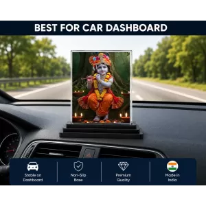 Krishna Acrylic Car Dashboard Showpiece | Double-Sided Krishna Photo Stand | 3 X 4 Inch Photo | Transparent Acrylic Frame With Black Base | Car Dashboard, Office & Table Decor (F71313) Krishna Acrylic Car Dashboard Showpiece | Double-Sided Krishna Photo Stand | 3 X 4 Inch Photo | Transparent Acrylic Frame With Black Base | Car Dashboard, Office & Table Decor (F71313)