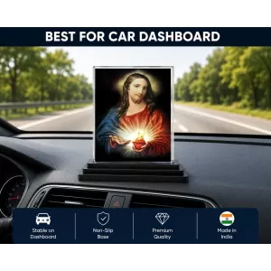 Jesus Christ Acrylic Car Dashboard Showpiece | Double-Sided Jesus Christ Photo Stand | 3 X 4 Inch Photo | Transparent Acrylic Frame With Black Base | Car Dashboard, Office & Table Decor (F71320) Jesus Christ Acrylic Car Dashboard Showpiece | Double-Sided Jesus Christ Photo Stand | 3 X 4 Inch Photo | Transparent Acrylic Frame With Black Base | Car Dashboard, Office & Table Decor (F71320)