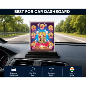 Dhanya Lord Ganesha Acrylic Car Dashboard Showpiece | Double-Sided Dhanya Lord Ganesha Photo Stand | 3 X 4 Inch Photo | Transparent Acrylic Frame With Black Base | Car Dashboard, Office & Table Decor (F71321)