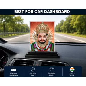Khatu Shyam Acrylic Car Dashboard Showpiece | Double-Sided Khatu Shyam Photo Stand | 3 X 4 Inch Photo | Transparent Acrylic Frame With Black Base | Car Dashboard, Office & Table Decor (F71345) Khatu Shyam Acrylic Car Dashboard Showpiece | Double-Sided Khatu Shyam Photo Stand | 3 X 4 Inch Photo | Transparent Acrylic Frame With Black Base | Car Dashboard, Office & Table Decor (F71345)