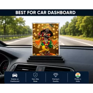 Shree Krishna Acrylic Car Dashboard Showpiece | Double-Sided Shree Krishna Photo Stand | 3 X 4 Inch Photo | Transparent Acrylic Frame With Black Base | Car Dashboard, Office & Table Decor (F71352)