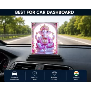 Ganesha Acrylic Car Dashboard Showpiece | Double-Sided Ganesha Photo Stand | 3 X 4 Inch Photo | Transparent Acrylic Frame With Black Base | Car Dashboard, Office & Table Decor (F71356) Ganesha Acrylic Car Dashboard Showpiece | Double-Sided Ganesha Photo Stand | 3 X 4 Inch Photo | Transparent Acrylic Frame With Black Base | Car Dashboard, Office & Table Decor (F71356)