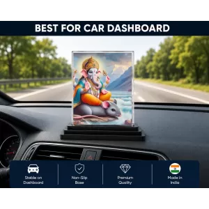 Lord Ganesha Acrylic Car Dashboard Showpiece | Double-Sided Lord Ganesha Photo Stand | 3 X 4 Inch Photo | Transparent Acrylic Frame With Black Base | Car Dashboard, Office & Table Decor (F71371) Lord Ganesha Acrylic Car Dashboard Showpiece | Double-Sided Lord Ganesha Photo Stand | 3 X 4 Inch Photo | Transparent Acrylic Frame With Black Base | Car Dashboard, Office & Table Decor (F71371)
