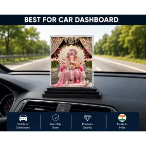 Lord Ganesha Acrylic Car Dashboard Showpiece | Double-Sided Lord Ganesha Photo Stand | 3 X 4 Inch Photo | Transparent Acrylic Frame With Black Base | Car Dashboard, Office & Table Decor (F71372) Lord Ganesha Acrylic Car Dashboard Showpiece | Double-Sided Lord Ganesha Photo Stand | 3 X 4 Inch Photo | Transparent Acrylic Frame With Black Base | Car Dashboard, Office & Table Decor (F71372)