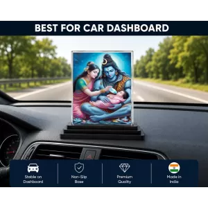 Lord Shiva And Parvati With Baby Shree Krishna Acrylic Car Dashboard Showpiece | Double-Sided Lord Shiva And Parvati With Baby Shree Krishna Photo Stand | 3 X 4 Inch Photo | Transparent Acrylic Frame With Black Base | Car Dashboard, Office & Tabl Lord Shiva And Parvati With Baby Shree Krishna Acrylic Car Dashboard Showpiece | Double-Sided Lord Shiva And Parvati With Baby Shree Krishna Photo Stand | 3 X 4 Inch Photo | Transparent Acrylic Frame With Black Base | Car Dashboard, Office & Tabl