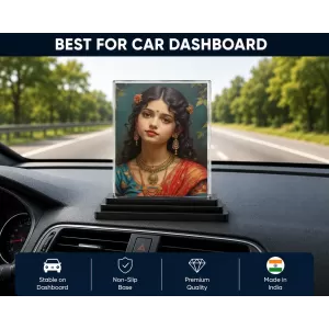 Shreee Radha Acrylic Car Dashboard Showpiece | Double-Sided Shreee Radha Photo Stand | 3 X 4 Inch Photo | Transparent Acrylic Frame With Black Base | Car Dashboard, Office & Table Decor (F71381) Shreee Radha Acrylic Car Dashboard Showpiece | Double-Sided Shreee Radha Photo Stand | 3 X 4 Inch Photo | Transparent Acrylic Frame With Black Base | Car Dashboard, Office & Table Decor (F71381)