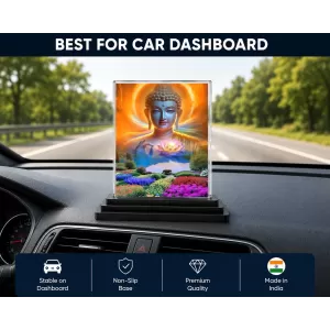 Gautama Buddha Acrylic Car Dashboard Showpiece | Double-Sided Gautama Buddha Photo Stand | 3 X 4 Inch Photo | Transparent Acrylic Frame With Black Base | Car Dashboard, Office & Table Decor (F71386) Gautama Buddha Acrylic Car Dashboard Showpiece | Double-Sided Gautama Buddha Photo Stand | 3 X 4 Inch Photo | Transparent Acrylic Frame With Black Base | Car Dashboard, Office & Table Decor (F71386)