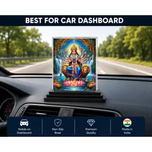 Durga Acrylic Car Dashboard Showpiece | Double-Sided Durga Photo Stand | 3 X 4 Inch Photo | Transparent Acrylic Frame With Black Base | Car Dashboard, Office & Table Decor (F71394) Durga Acrylic Car Dashboard Showpiece | Double-Sided Durga Photo Stand | 3 X 4 Inch Photo | Transparent Acrylic Frame With Black Base | Car Dashboard, Office & Table Decor (F71394)