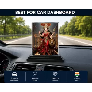 Durga Acrylic Car Dashboard Showpiece | Double-Sided Durga Photo Stand | 3 X 4 Inch Photo | Transparent Acrylic Frame With Black Base | Car Dashboard, Office & Table Decor (F71398) Durga Acrylic Car Dashboard Showpiece | Double-Sided Durga Photo Stand | 3 X 4 Inch Photo | Transparent Acrylic Frame With Black Base | Car Dashboard, Office & Table Decor (F71398)