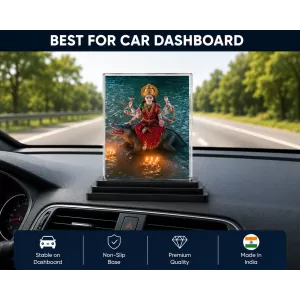 Durga Acrylic Car Dashboard Showpiece | Double-Sided Durga Photo Stand | 3 X 4 Inch Photo | Transparent Acrylic Frame With Black Base | Car Dashboard, Office & Table Decor (F71404) Durga Acrylic Car Dashboard Showpiece | Double-Sided Durga Photo Stand | 3 X 4 Inch Photo | Transparent Acrylic Frame With Black Base | Car Dashboard, Office & Table Decor (F71404)