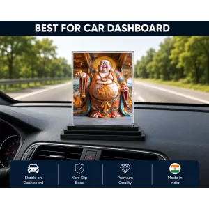 Budai Acrylic Car Dashboard Showpiece | Double-Sided Budai Photo Stand | 3 X 4 Inch Photo | Transparent Acrylic Frame With Black Base | Car Dashboard, Office & Table Decor (F71405) Budai Acrylic Car Dashboard Showpiece | Double-Sided Budai Photo Stand | 3 X 4 Inch Photo | Transparent Acrylic Frame With Black Base | Car Dashboard, Office & Table Decor (F71405)
