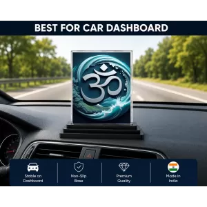 Om Acrylic Car Dashboard Showpiece | Double-Sided Om Photo Stand | 3 X 4 Inch Photo | Transparent Acrylic Frame With Black Base | Car Dashboard, Office & Table Decor (F71410) Om Acrylic Car Dashboard Showpiece | Double-Sided Om Photo Stand | 3 X 4 Inch Photo | Transparent Acrylic Frame With Black Base | Car Dashboard, Office & Table Decor (F71410)