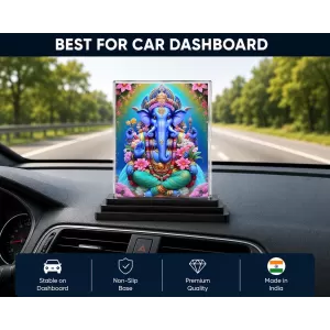 Ganesha Acrylic Car Dashboard Showpiece | Double-Sided Ganesha Photo Stand | 3 X 4 Inch Photo | Transparent Acrylic Frame With Black Base | Car Dashboard, Office & Table Decor (F71412) Ganesha Acrylic Car Dashboard Showpiece | Double-Sided Ganesha Photo Stand | 3 X 4 Inch Photo | Transparent Acrylic Frame With Black Base | Car Dashboard, Office & Table Decor (F71412)