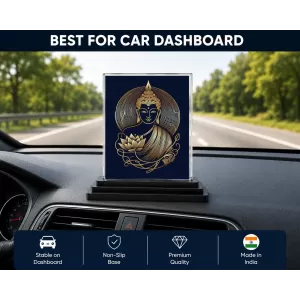 Buddha Acrylic Car Dashboard Showpiece | Double-Sided Buddha Photo Stand | 3 X 4 Inch Photo | Transparent Acrylic Frame With Black Base | Car Dashboard, Office & Table Decor (F71437) Buddha Acrylic Car Dashboard Showpiece | Double-Sided Buddha Photo Stand | 3 X 4 Inch Photo | Transparent Acrylic Frame With Black Base | Car Dashboard, Office & Table Decor (F71437)