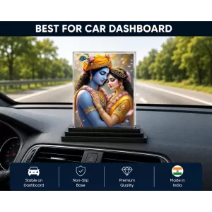 Krishna And Radha Acrylic Car Dashboard Showpiece | Double-Sided Krishna And Radha Photo Stand | 3 X 4 Inch Photo | Transparent Acrylic Frame With Black Base | Car Dashboard, Office & Table Decor (F71440) Krishna And Radha Acrylic Car Dashboard Showpiece | Double-Sided Krishna And Radha Photo Stand | 3 X 4 Inch Photo | Transparent Acrylic Frame With Black Base | Car Dashboard, Office & Table Decor (F71440)