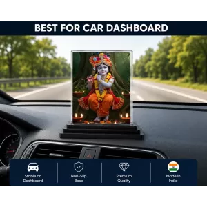 Krishna Acrylic Car Dashboard Showpiece | Double-Sided Krishna Photo Stand | 3 X 4 Inch Photo | Transparent Acrylic Frame With Black Base | Car Dashboard, Office & Table Decor (F71447) Krishna Acrylic Car Dashboard Showpiece | Double-Sided Krishna Photo Stand | 3 X 4 Inch Photo | Transparent Acrylic Frame With Black Base | Car Dashboard, Office & Table Decor (F71447)