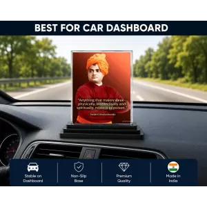 Swami Vivekananda Acrylic Car Dashboard Showpiece | Double-Sided Swami Vivekananda Photo Stand | 3 X 4 Inch Photo | Transparent Acrylic Frame With Black Base | Car Dashboard, Office & Table Decor (F71454) Swami Vivekananda Acrylic Car Dashboard Showpiece | Double-Sided Swami Vivekananda Photo Stand | 3 X 4 Inch Photo | Transparent Acrylic Frame With Black Base | Car Dashboard, Office & Table Decor (F71454)