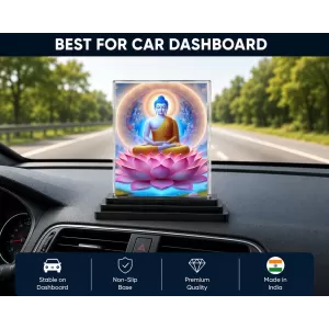 Buddha Acrylic Car Dashboard Showpiece | Double-Sided Buddha Photo Stand | 3 X 4 Inch Photo | Transparent Acrylic Frame With Black Base | Car Dashboard, Office & Table Decor (F71470) Buddha Acrylic Car Dashboard Showpiece | Double-Sided Buddha Photo Stand | 3 X 4 Inch Photo | Transparent Acrylic Frame With Black Base | Car Dashboard, Office & Table Decor (F71470)