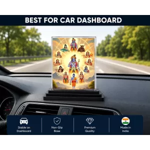 Lord Vishnu Acrylic Car Dashboard Showpiece | Double-Sided Lord Vishnu Photo Stand | 3 X 4 Inch Photo | Transparent Acrylic Frame With Black Base | Car Dashboard, Office & Table Decor (F71480)