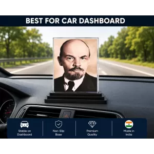 Vladimir Lenin Acrylic Car Dashboard Showpiece | Double-Sided Vladimir Lenin Photo Stand | 3 X 4 Inch Photo | Transparent Acrylic Frame With Black Base | Car Dashboard, Office & Table Decor (F71490) Vladimir Lenin Acrylic Car Dashboard Showpiece | Double-Sided Vladimir Lenin Photo Stand | 3 X 4 Inch Photo | Transparent Acrylic Frame With Black Base | Car Dashboard, Office & Table Decor (F71490)
