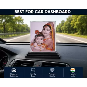 Yashoda And Shree Krishna Acrylic Car Dashboard Showpiece | Double-Sided Yashoda And Shree Krishna Photo Stand | 3 X 4 Inch Photo | Transparent Acrylic Frame With Black Base | Car Dashboard, Office & Table Decor (F71502) Yashoda And Shree Krishna Acrylic Car Dashboard Showpiece | Double-Sided Yashoda And Shree Krishna Photo Stand | 3 X 4 Inch Photo | Transparent Acrylic Frame With Black Base | Car Dashboard, Office & Table Decor (F71502)