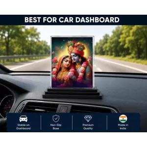 Krishna And Radha Acrylic Car Dashboard Showpiece | Double-Sided Krishna And Radha Photo Stand | 3 X 4 Inch Photo | Transparent Acrylic Frame With Black Base | Car Dashboard, Office & Table Decor (F71509) Krishna And Radha Acrylic Car Dashboard Showpiece | Double-Sided Krishna And Radha Photo Stand | 3 X 4 Inch Photo | Transparent Acrylic Frame With Black Base | Car Dashboard, Office & Table Decor (F71509)
