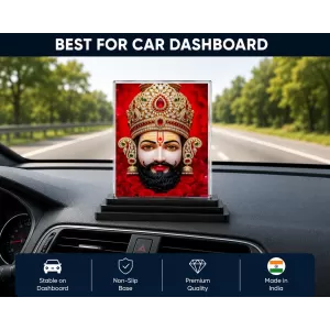 Khatu Shyam Acrylic Car Dashboard Showpiece | Double-Sided Khatu Shyam Photo Stand | 3 X 4 Inch Photo | Transparent Acrylic Frame With Black Base | Car Dashboard, Office & Table Decor (F71514) Khatu Shyam Acrylic Car Dashboard Showpiece | Double-Sided Khatu Shyam Photo Stand | 3 X 4 Inch Photo | Transparent Acrylic Frame With Black Base | Car Dashboard, Office & Table Decor (F71514)