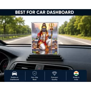 Shiva Acrylic Car Dashboard Showpiece | Double-Sided Shiva Photo Stand | 3 X 4 Inch Photo | Transparent Acrylic Frame With Black Base | Car Dashboard, Office & Table Decor (F71516)