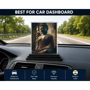 Buddha Acrylic Car Dashboard Showpiece | Double-Sided Buddha Photo Stand | 3 X 4 Inch Photo | Transparent Acrylic Frame With Black Base | Car Dashboard, Office & Table Decor (F71517) Buddha Acrylic Car Dashboard Showpiece | Double-Sided Buddha Photo Stand | 3 X 4 Inch Photo | Transparent Acrylic Frame With Black Base | Car Dashboard, Office & Table Decor (F71517)