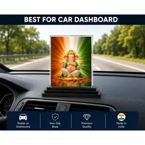 Lord Ganesha Acrylic Car Dashboard Showpiece | Double-Sided Lord Ganesha Photo Stand | 3 X 4 Inch Photo | Transparent Acrylic Frame With Black Base | Car Dashboard, Office & Table Decor (F71519) Lord Ganesha Acrylic Car Dashboard Showpiece | Double-Sided Lord Ganesha Photo Stand | 3 X 4 Inch Photo | Transparent Acrylic Frame With Black Base | Car Dashboard, Office & Table Decor (F71519)