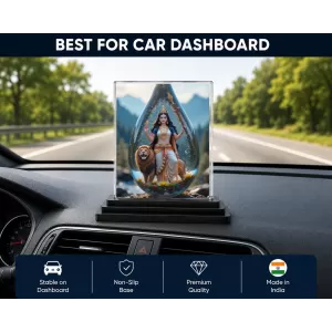 Durga Acrylic Car Dashboard Showpiece | Double-Sided Durga Photo Stand | 3 X 4 Inch Photo | Transparent Acrylic Frame With Black Base | Car Dashboard, Office & Table Decor (F71532) Durga Acrylic Car Dashboard Showpiece | Double-Sided Durga Photo Stand | 3 X 4 Inch Photo | Transparent Acrylic Frame With Black Base | Car Dashboard, Office & Table Decor (F71532)