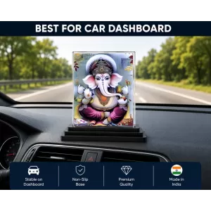 Ganesha Acrylic Car Dashboard Showpiece | Double-Sided Ganesha Photo Stand | 3 X 4 Inch Photo | Transparent Acrylic Frame With Black Base | Car Dashboard, Office & Table Decor (F71536) Ganesha Acrylic Car Dashboard Showpiece | Double-Sided Ganesha Photo Stand | 3 X 4 Inch Photo | Transparent Acrylic Frame With Black Base | Car Dashboard, Office & Table Decor (F71536)