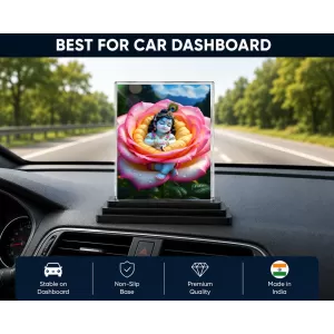 Shree Krishna Acrylic Car Dashboard Showpiece | Double-Sided Shree Krishna Photo Stand | 3 X 4 Inch Photo | Transparent Acrylic Frame With Black Base | Car Dashboard, Office & Table Decor (F71538) Shree Krishna Acrylic Car Dashboard Showpiece | Double-Sided Shree Krishna Photo Stand | 3 X 4 Inch Photo | Transparent Acrylic Frame With Black Base | Car Dashboard, Office & Table Decor (F71538)